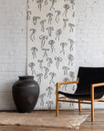 Illustrative bow wallpaper in Ink color - silk finish for classic and bold interior designs