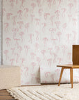 Whimsical bow pattern in Pink Quartz, silk wallpaper - adds warmth to modern interiors