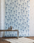 Bows wallpaper for walls in Powder Blue - light, airy watercolor bow pattern on matte paper