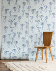 Bows silk wallpaper in Powder Blue - light and airy watercolor bow pattern for serene interiors