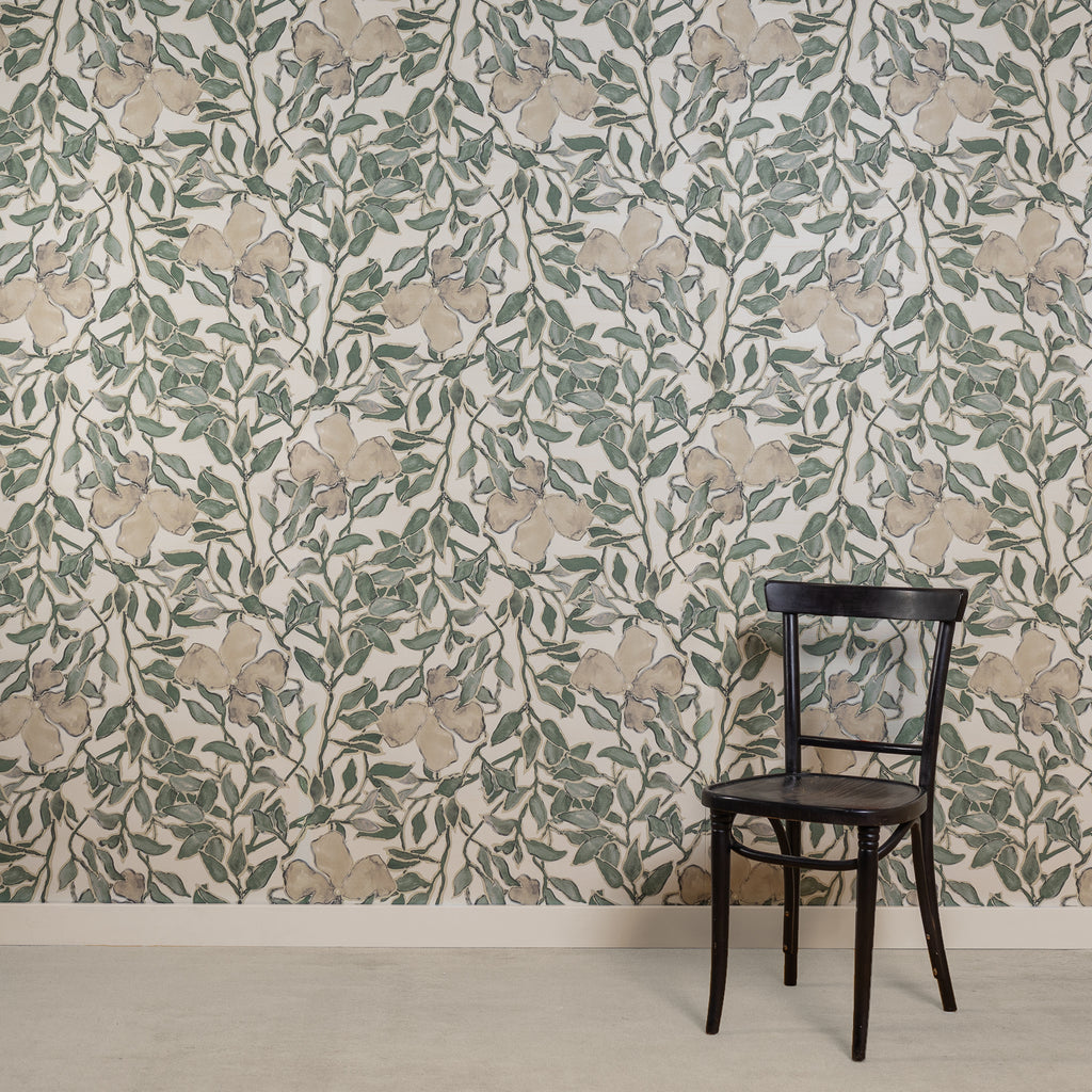 Floral 100% Silk Wallpaper by Poppy Print Studio