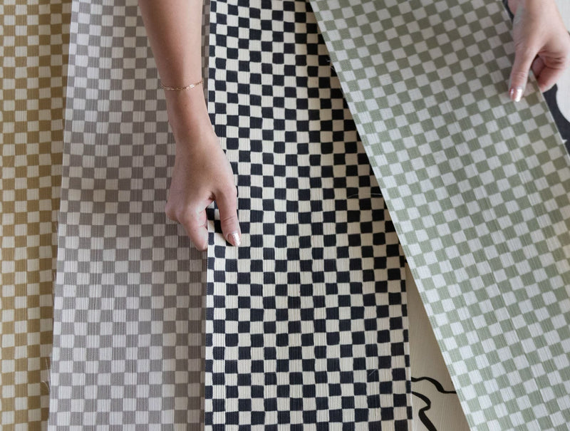 Poppy Print Studio Checker Taupe Wallpaper